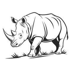 Fototapeta premium Rhino Line Art Majestic Wildlife Illustration
