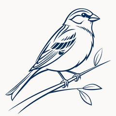 Elegant Bird Illustration on Branch