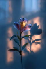 Beautiful flower in soft blue light artistic floral photography dreamy blurred background perfect for nature blogs meditation and wall decor