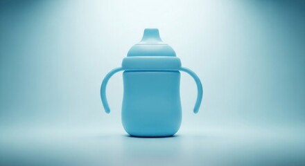 Baby Bottle Isolated on White Background with Blue Tint and Shadow