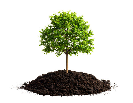 Tree growing on the ground, isolated on transparent png