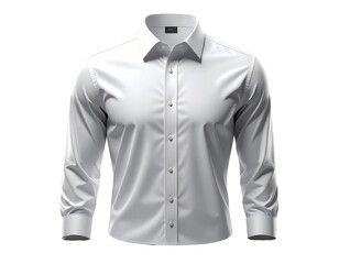  Clean white collared shirt with buttons isolated on transparent background PNG