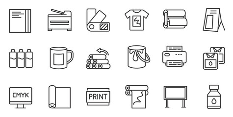 Digital printing icons set. Outline set of digital printing vector icons for web design isolated on white background