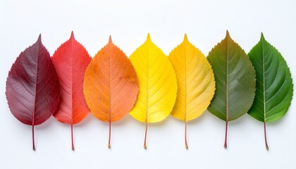 Colorful Autumn Leaves Seasonal Change Concept on White.