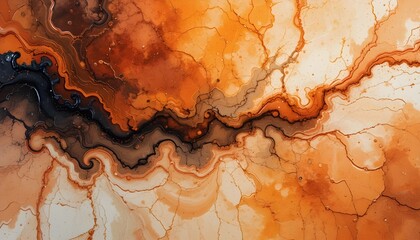 Beautiful Abstract Background – Vibrant Orange Design Created from Mixed Water and Oil Textures