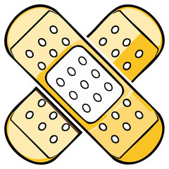 Illustration of Crossed Adhesive Bandages for First Aid