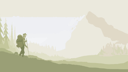Obraz premium Hiker in mountainous landscape