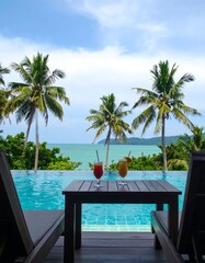 Tropical poolside cocktails