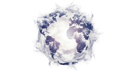 Abstract Illustration of Planet Earth Surrounded By Cloud-Like Particles against White Background