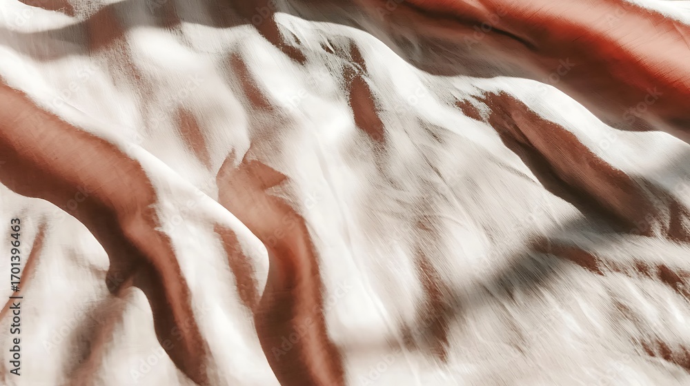 Poster flowing silk fabric with gentle shadows and soft textures creating a warm and inviting atmosphere