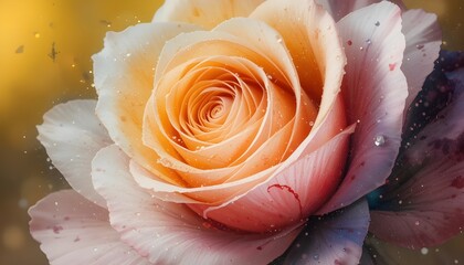Elegant Watercolor Rose Art – Abstract Floral Design on Bright Yellow Background for Creative Decor