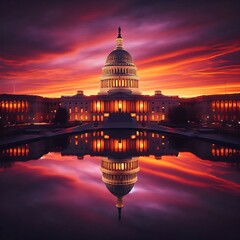 Obraz premium Capitol Dome During Sunset Glow