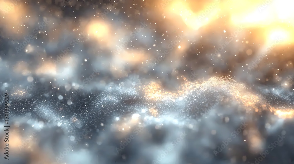 Poster Abstract Background of Soft Glowing Particles in Warm and Cool Tones with Bokeh Effect