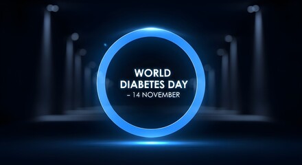 World Diabetes Day - 14 November blue glowing circle