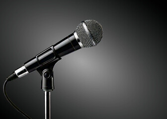 Black and white tone microphone on stand