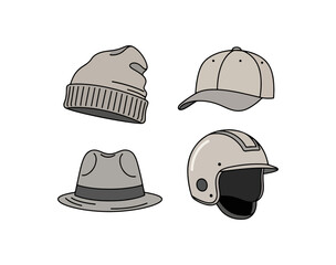 Variety of headwear illustrations