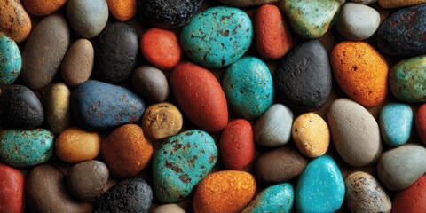 Colorful, rounded stones in various shades