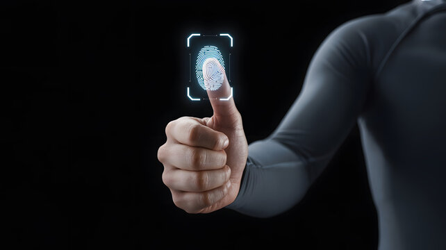 Futuristic fingerprint scan unlocking digital access with advanced biometric technology, security and authentication