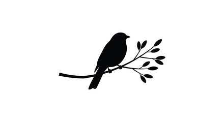 a bird perched on branch with leaves in silhouette
