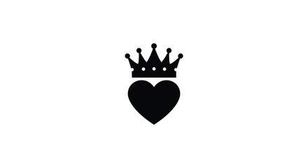a black heart symbol crowned with royal regal tiara © MALA