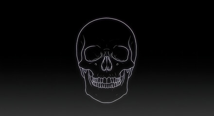 Obraz premium Black gradient background with glowing skull outline