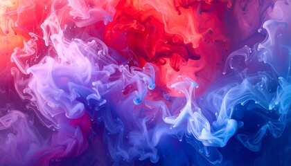 Fototapeta premium Colorful abstract blend of swirling pigments in water, creating a vibrant, dynamic, and ethereal visual effect