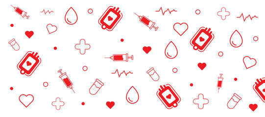 Blood Donation  Red Medical Seamless Pattern