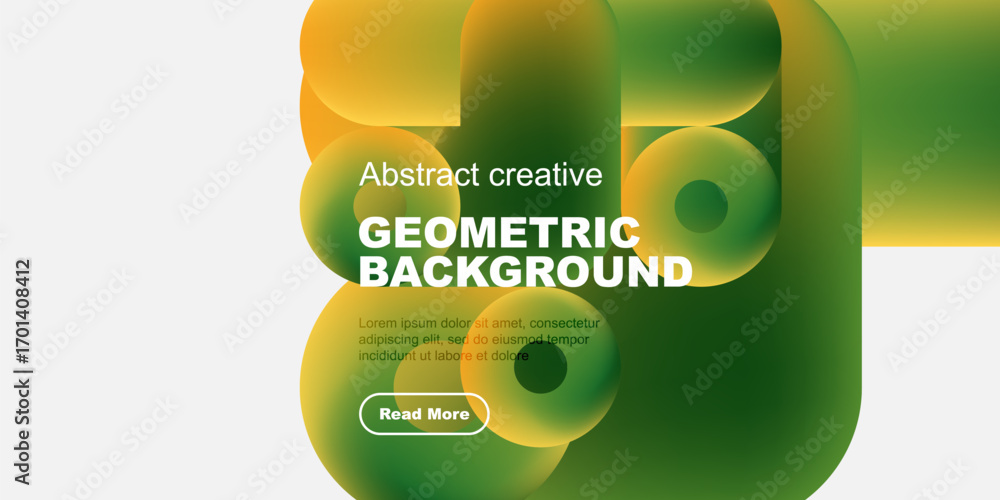 Poster abstract geometric shapes overlap, creating vibrant color gradients. text promotes further explorati
