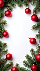 Christmas ornament frame on white background
