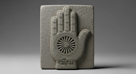 Stone Hand Carving Symbolizing Non-Violence and Peace