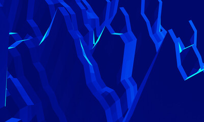 Abstract blue polygon rock background. Pixel stone wall