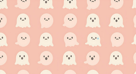 Flat ghost emoji pattern in minimalist style