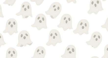 Flat ghost face seamless minimalist pattern