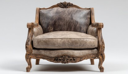 Ornate Armchair on White Background