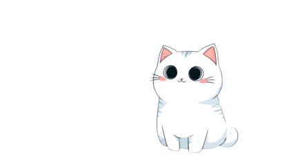Cute white cat illustration, isolated on transparent background