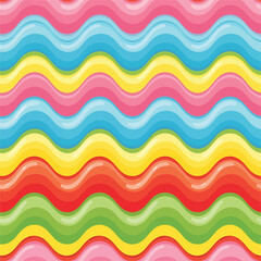 Obraz premium Colorful wavy pattern with glossy effect, bright rainbow design on a seamless vector background, seamless pattern, royalty stock.