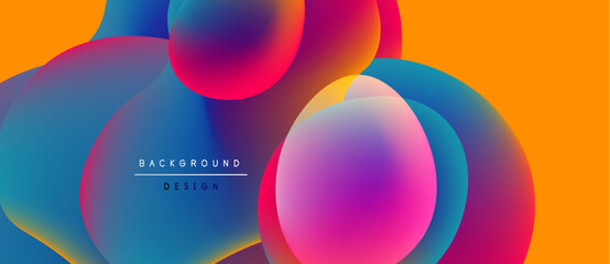 Vibrant overlapping circles, gradients, yellow backdrop. Modern design element, abstract composition, text reads background design.
