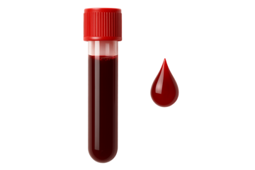 Blood sample in test tube isolated on transparent background