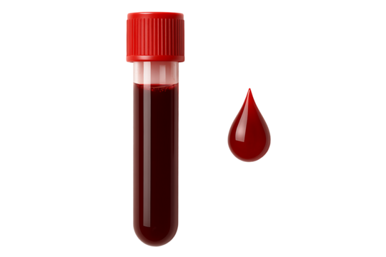Blood sample in test tube isolated on transparent background - Powered by Adobe