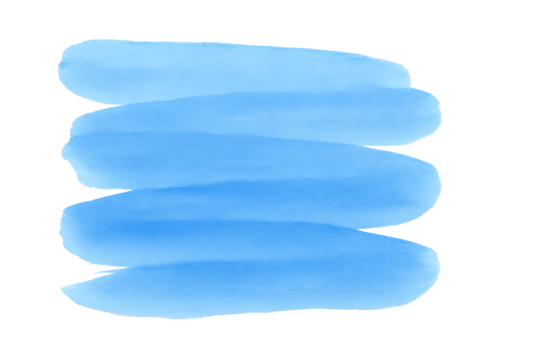 Blue watercolor paint stroke isolated on transparent background