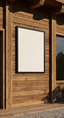 Blank Poster on Rustic Wooden Building Exterior