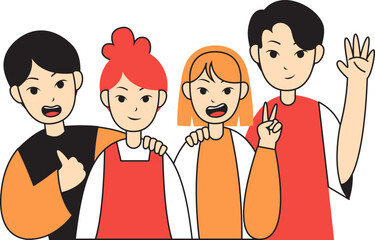 Two Girls and Two Boys Posing Together