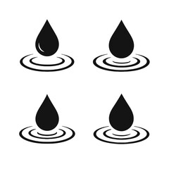 Water drop ripples black and white silhouette vector illustration
