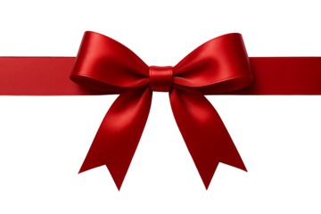 Decorative red bow isolated on transparent background