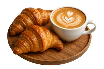 Croissants and Coffee isolated on transparent background