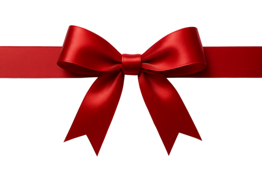 Decorative red bow isolated on transparent background