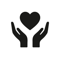 Fototapeta premium Hands with Heart Love Care Charity Support Vector Silhouette