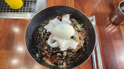 Spicy Korean Bibim Naengmyeon with Egg