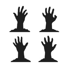 Zombie Hand set Silhouette Rising Vector 