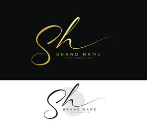 SH initial letter signature logo for branding
